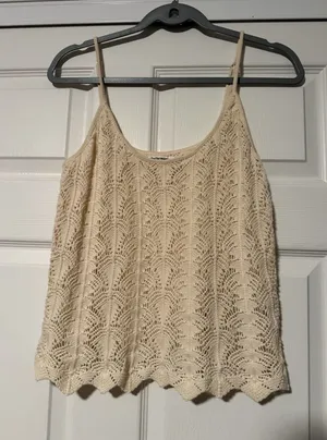 Reformation Crochet Tank Top Knit Scalloped Cottagecore Festival Western Organic thumbnail 1