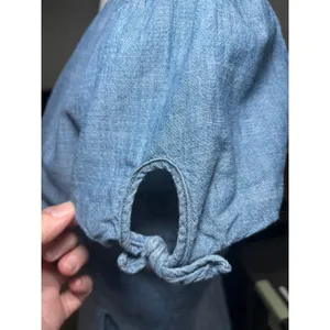 J.Crew‎ Chambray Denim Fit & Flare Dress Size 4 Blue V-Neck Flutter Sleeve thumbnail 6