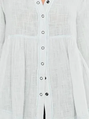 We The Free White Button-Front Gauze Blouse thumbnail 2