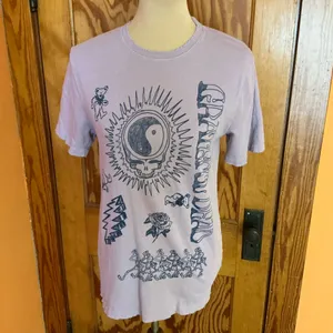 Grateful Dead Junk Food Pink Graphic Tee Distressed Skull Yin Yang Shirt Size S thumbnail 5
