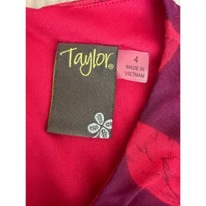 Taylor Women’s Purple/Red Long Sleeve Ruched Maxi Foral Dress, Size 4 thumbnail 3