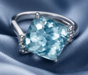 & Other Stories Gorgeous Stainless Steel Silver w/ Gorgeous Frosted White/Blue Gemstone Size 6 thumbnail 1