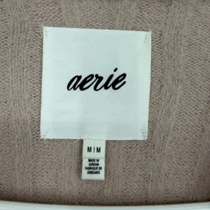 Aerie Women's M Taupe Fuzzy Ribbed Oversized Crewneck Pullover Sweater thumbnail 3