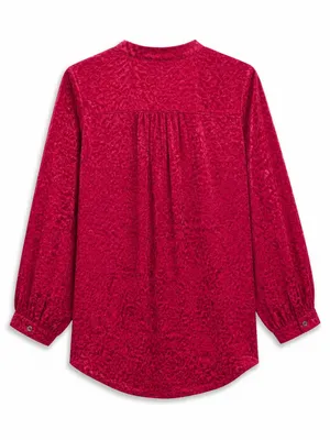 Anthropologie Susanna Burnout Velvet Blouse Women XL‎ Plum New Buttondown Top thumbnail 6