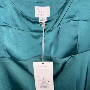 A New Day Emerald Green Slip Midi Satin Slip Dress with Front Slit thumbnail 9