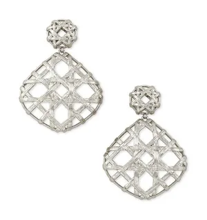 Kendra Scott Natalie Gold Statement Earrings‎ In Silver NWT $98 thumbnail 1