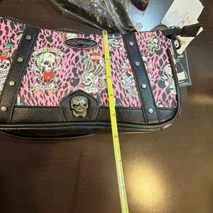 NWT Ed‎ Hardy pink leopard tattoo baguette bag thumbnail 4