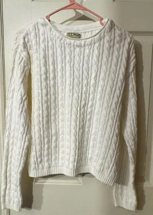 L.L. Bean Women's Cream Cable Knit Sweater thumbnail 1