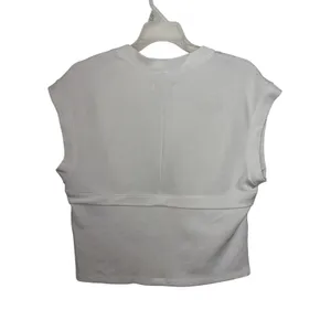 Anthropologie Maeve White Square Neck Cap Sleeve Crop Top Large thumbnail 3