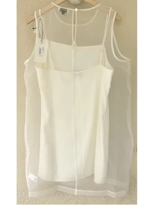 STAUD Brea Shift Mini Dress S Ivory Sheer Minimalist Clean Girl Business Casual thumbnail 7