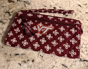 Vera Bradley Virginia Tech Hokies Quilted Wristlet in Maroon and White VT Logo thumbnail 1