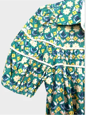 Entro Garden Floral Print Mini Dress in Green Size S thumbnail 3
