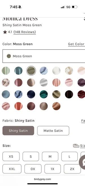 Monica Moss Satin Birdy Grey Shiny Green Dress thumbnail 5