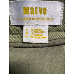 Maeve Anthropologie Cropped Wide Leg Pleated‎ Olive Green Pants Size 8 thumbnail 4