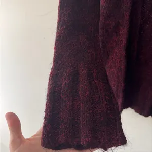 Free People Y2K‎ Tag Burgundy Open Cardigan Sweater Mohair Wool Blend thumbnail 4