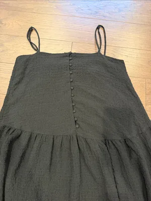 Astr Black Textured Tiered Dress with Spaghetti Straps Size Medium - C11-429 thumbnail 9