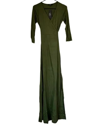 NWT Lulus Garden District Olive Green Wrap Maxi Dress - Size: Small thumbnail 2