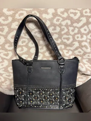 Montana West tote bag features studded rhinestone detailing thumbnail 2