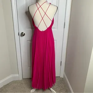 ZARA pink fuschia barbie core pleated maxi dress blogger favorite size large thumbnail 8