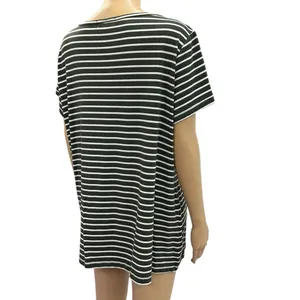 Dress Barn Tiered Short Sleeve Boat Neck Striped Green and White Top Womens 2X thumbnail 2
