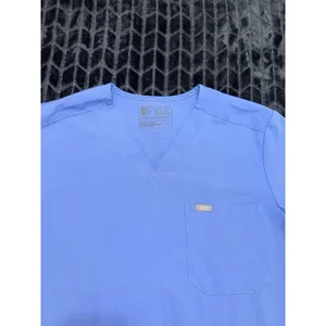 FIGS Women's Catarina V Neck Pocket Scrub Top Blue Short Sleeves Sz M thumbnail 3