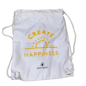 Body Glove White Drawstring Backpack Create Happiness Cinch Gym Beach Travel‎ thumbnail 1