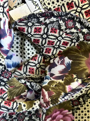 Necessary Objects Vintage Olive Patchwork Floral Midi Dress SM NWT thumbnail 13