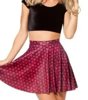 Blackmilk Red Mini Skater Skirt with Pleats for Casual Night Out thumbnail 1