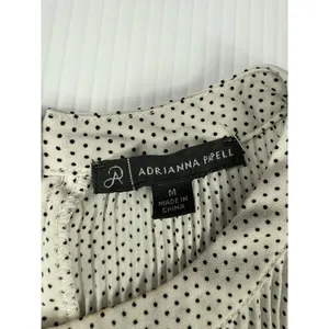 Adrianna Papell Polka‎ Dot Blouse Long Sleeve Pleated Top Womens Size M thumbnail 2