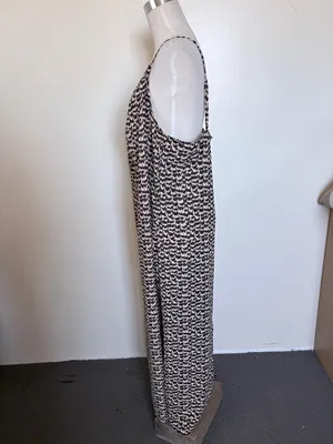 H&M Black and Cream Printed Spaghetti Strap Maxi Dress thumbnail 3