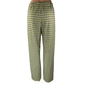 Brandy Melville Green Multicolor Checkered Straight High Waist Trousers Pants S thumbnail 3