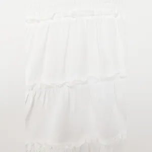 Garage White Smocked Tiered Ruffle Mini Skirt Size Medium Boho Coquette thumbnail 4