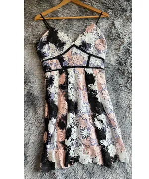 Romeo‎ & Juliet M $240 Dress Sundress Fit Flare Pink Crochet Lace Cocktail thumbnail 4