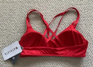 NEW ATHLETA South Swell Bikini Top Size Small Padded Sporty Strappy Red A/C NWT thumbnail 8