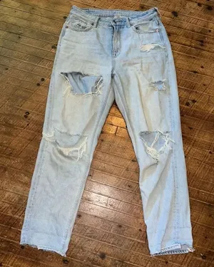 American Eagle destroyed light wash size 4 relaxed Mom Jeans thumbnail 1