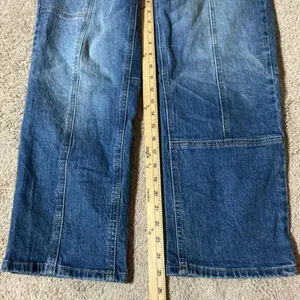 Y2K Cleo + Wolf Blue High Rise Carpenter Straight Leg Panelled Seam Jeans W31‎ thumbnail 6