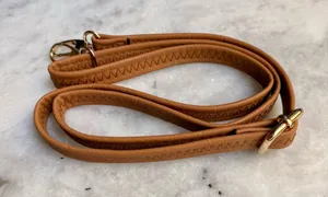 Tan Crossbody Bag Strap Adjustable Vegan Leather Swivel Gold Clasps thumbnail 1