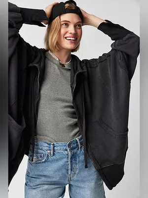 Free People We The Free - Camden Hoodie- Washed Black thumbnail 3