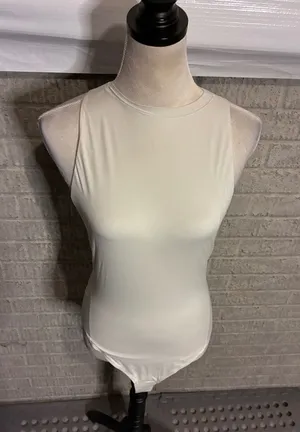 Lululemon‎ Wundermost Ultra-Soft Nulu High-Neck Sleeveless Bodysuit Bone Large thumbnail 1