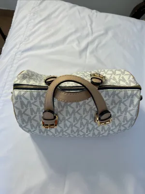 Michael Kors White & Beige Logo Satchel with Gold Hardware thumbnail 2