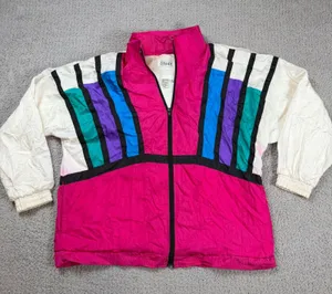 Vintage 90s Slade Colorblock Windbreaker Jacket Pink Teal Purple Retro Nylon M thumbnail 1