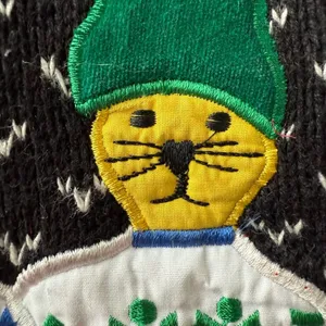 Vintage 90s Jordache Novelty Sweater Applique Embroidered Mock Neck Sweater M thumbnail 5