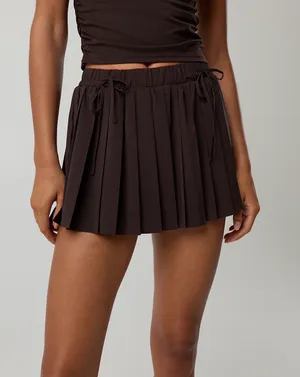 Aerie Pleated Brown skort with bows thumbnail 1