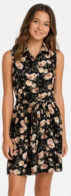 No Boundaries Floral Lace Back Dress XL Junior’s 15-17 EUC thumbnail 1