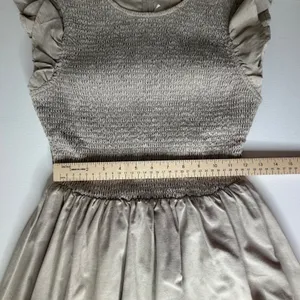NWT English Factory Smocked Ruffle Sleeve Dress Sz XS Beige Fit‎ & Flare Neutral thumbnail 10