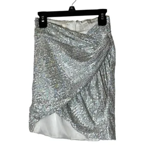 House Of CB‎ Skirt Women XS Silver Sequins Petunia Wrap Draped Mini Sexy Party thumbnail 2