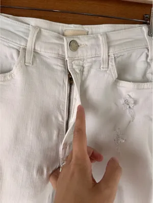 MOTHER The Hustler Ankle Fray Jeans In Tea and Biscuits White Wash Women’s sz 27 thumbnail 5