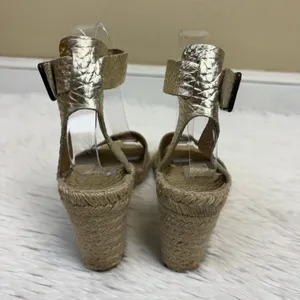 J. Crew Corsica Metallic Gold Espadrille Wedge Sandals Size 7 thumbnail 5