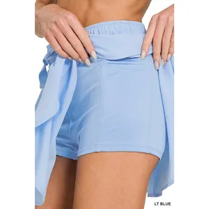 Zenana Soft Woven Active Skorts with Pockets - Lt. Blue - Large thumbnail 8