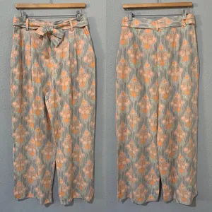 Zara‎ New Flowy High Waist Wide Leg Printed Pants with Self Belt Size L 8372/115 thumbnail 3